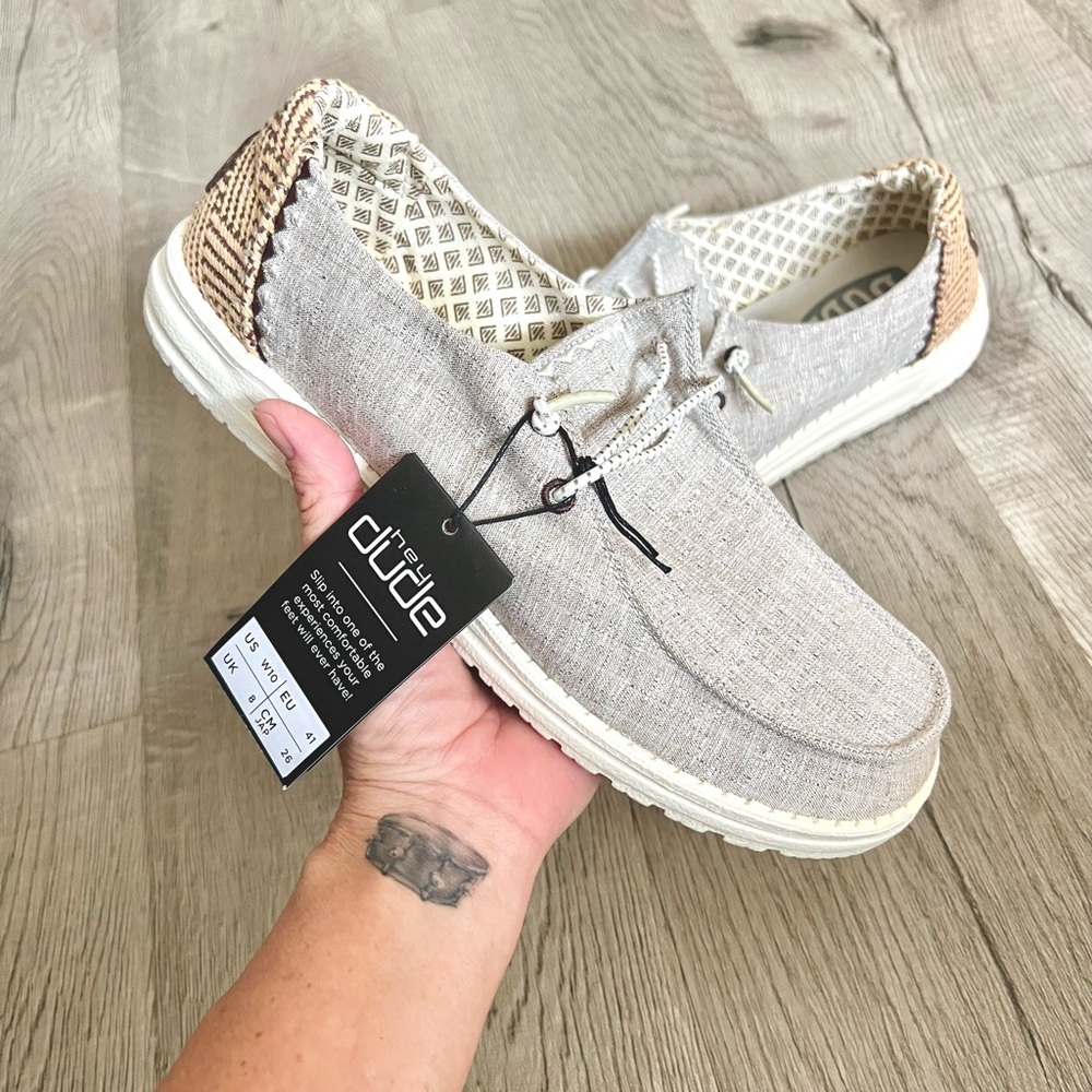 Hey Dude Women's Moccasins in Light Gray and Tan